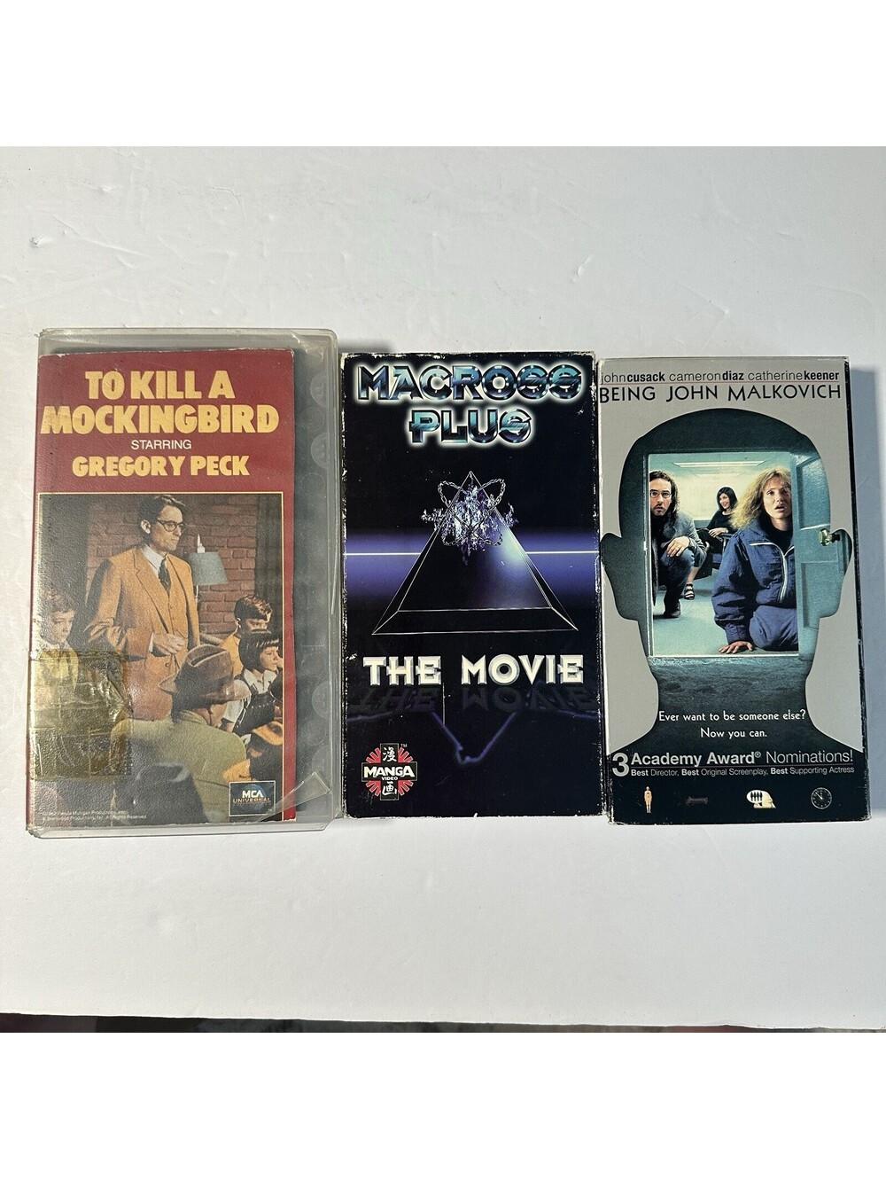 3 VHS Lot Macross Plus Being John Malkovich To Kill a Mockingbird B&W